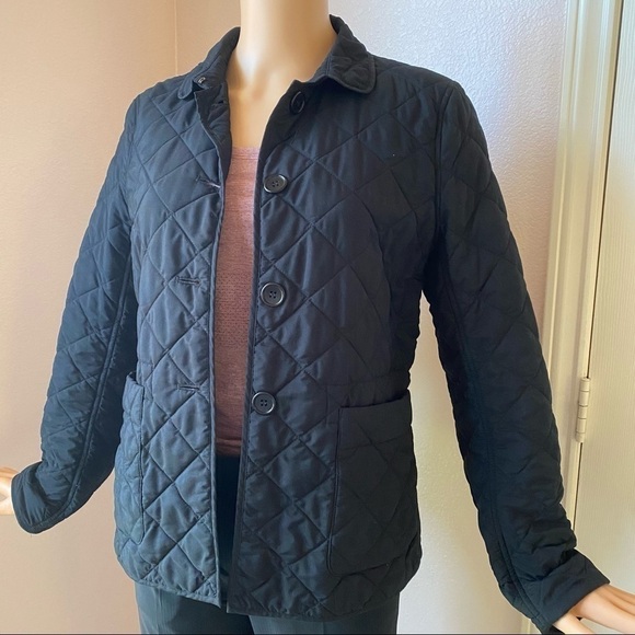 THEORY Michie Black Quilted Jacket Button Collar